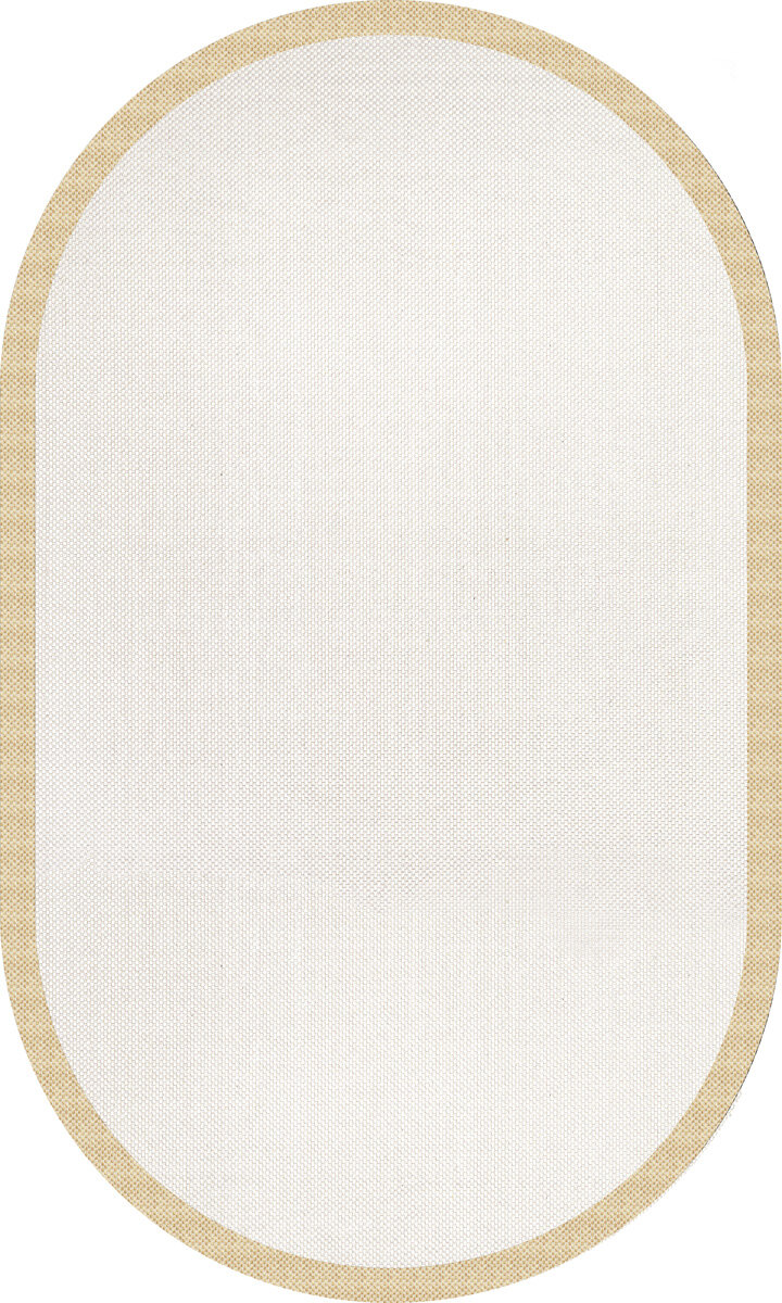 Natura Sisal Hasır Görünümlü Çerçeveli Oval Halı Ntr14 Sarı-Krem 