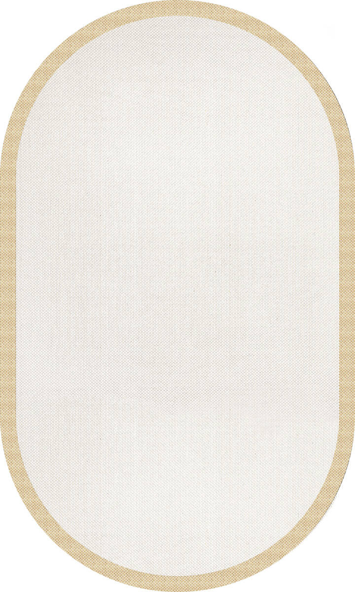 Natura Sisal Hasır Görünümlü Çerçeveli Oval Halı Ntr14 Sarı-Krem - 1