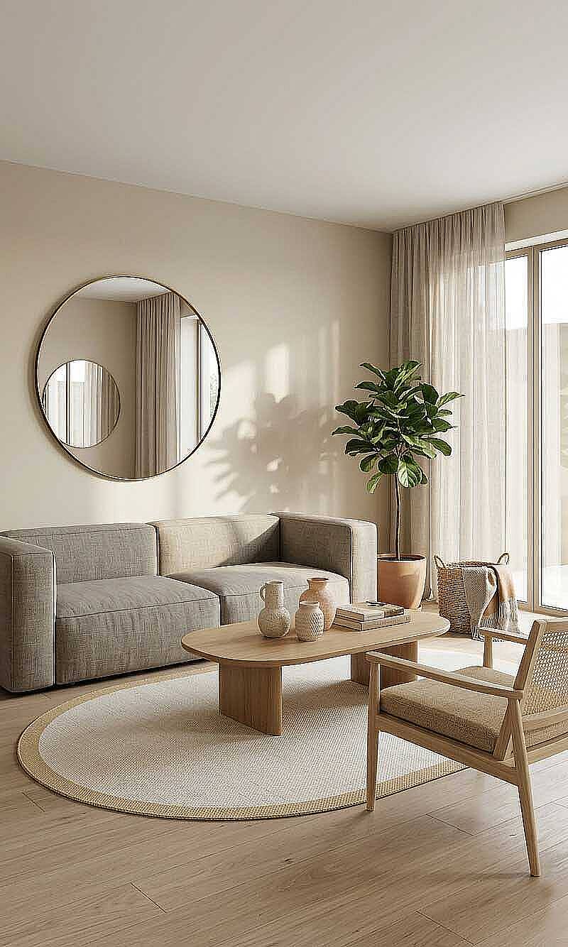Natura Sisal Hasır Görünümlü Çerçeveli Oval Halı Ntr14 Sarı-Krem - 1
