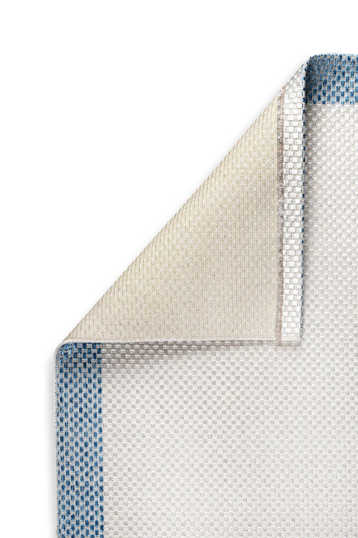 Natura Sisal Hasır Görünümlü Çerçeveli Oval Halı Ntr16 Mavi-Krem - 3