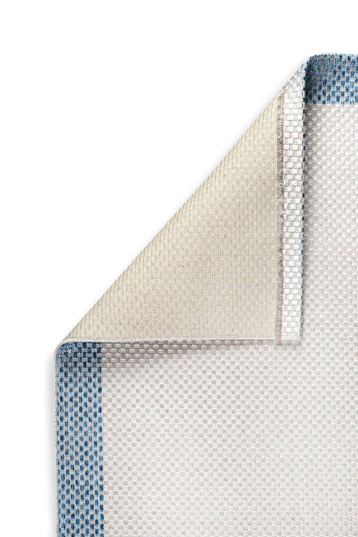 Natura Sisal Hasır Görünümlü Çerçeveli Oval Halı Ntr16 Mavi-Krem - 3