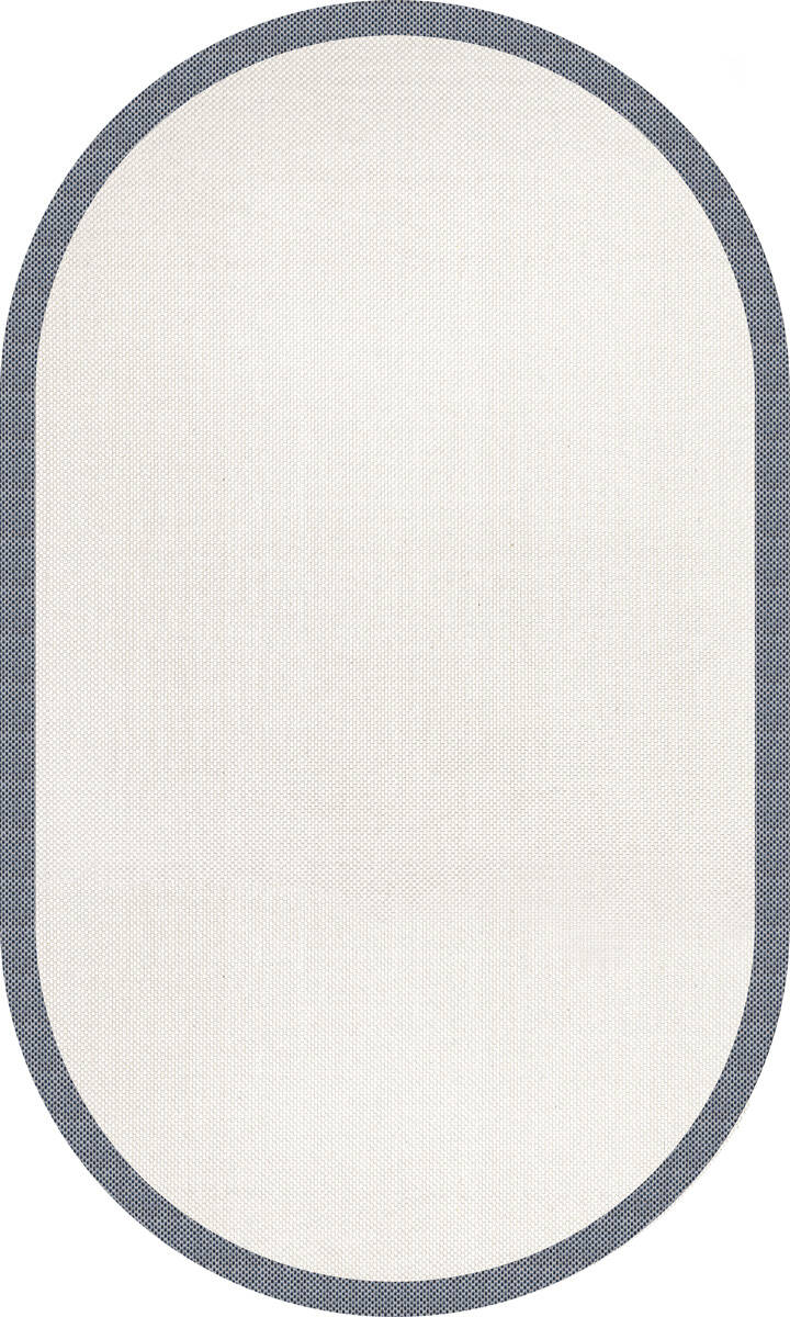 Natura Sisal Hasır Görünümlü Çerçeveli Oval Halı Ntr17 Lacivert-Krem - 1