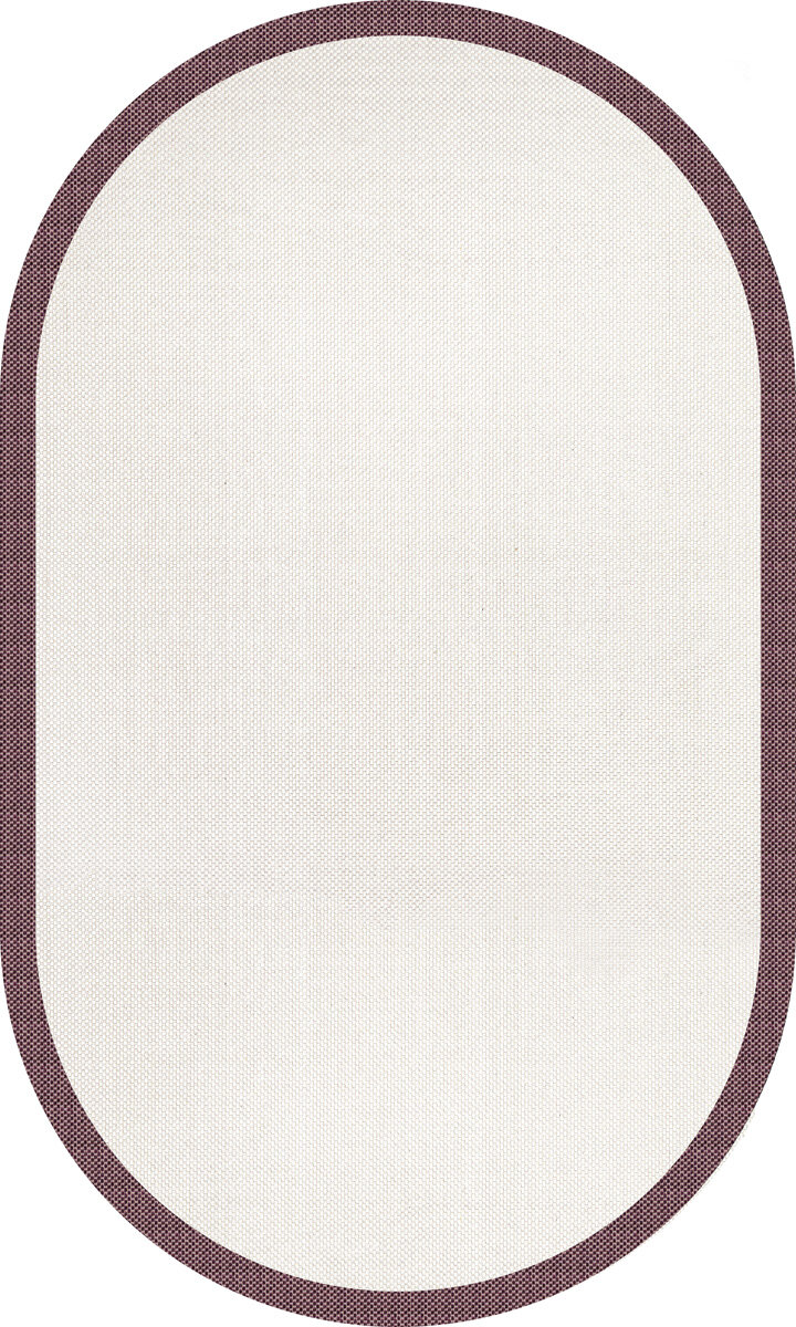 Natura Sisal Hasır Görünümlü Çerçeveli Oval Halı Ntr18 Marsala-Krem 