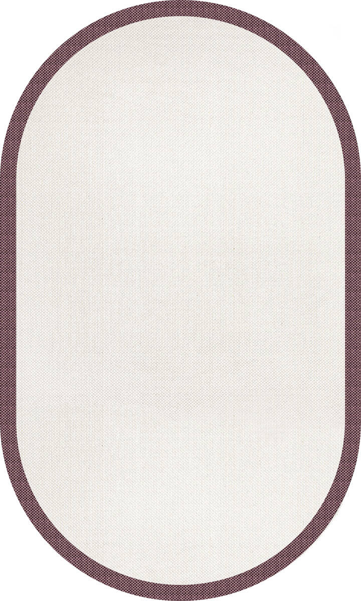 Natura Sisal Hasır Görünümlü Çerçeveli Oval Halı Ntr18 Marsala-Krem - 1