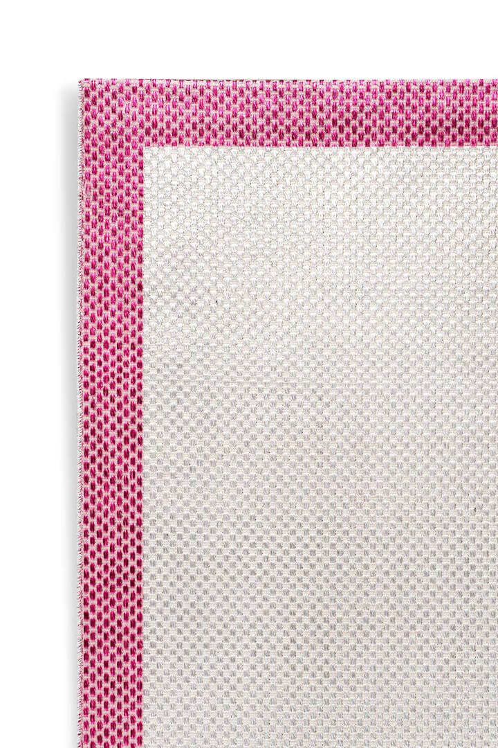 Natura Sisal Hasır Görünümlü Çerçeveli Oval Halı Ntr19 Fuşya-Krem - 2