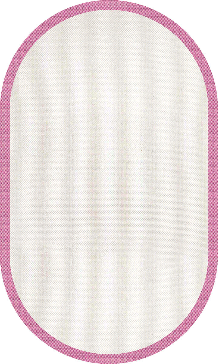 Natura Sisal Hasır Görünümlü Çerçeveli Oval Halı Ntr19 Fuşya-Krem 