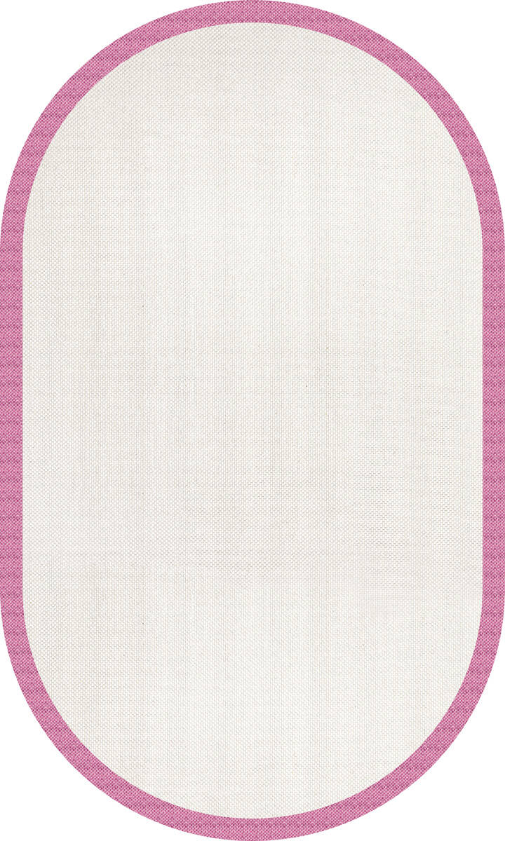 Natura Sisal Hasır Görünümlü Çerçeveli Oval Halı Ntr19 Fuşya-Krem - 1