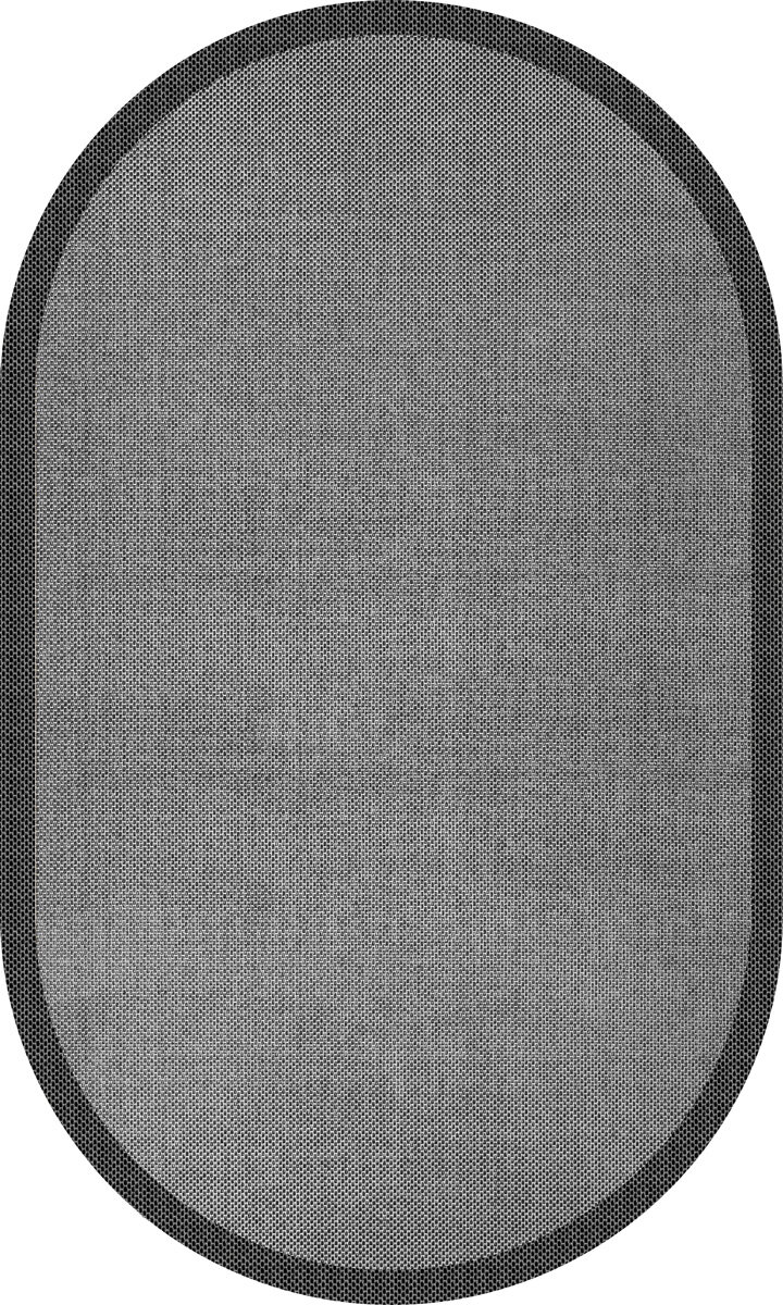 Natura Sisal Hasır Görünümlü Çerçeveli Oval Halı Ntr20 Siyah-Antrasit 