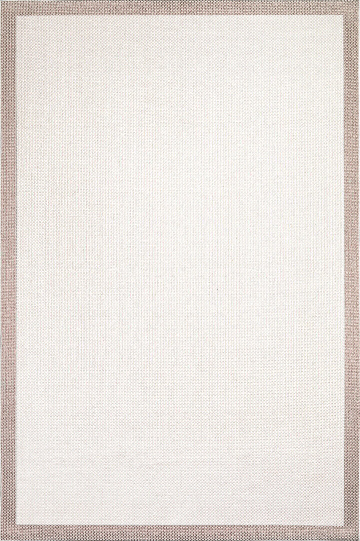 Natura Sisal Hasır Görünümlü Çerçeveli Yolluk Kesme Halı Ntr01 Sütlü Kahve-Krem 