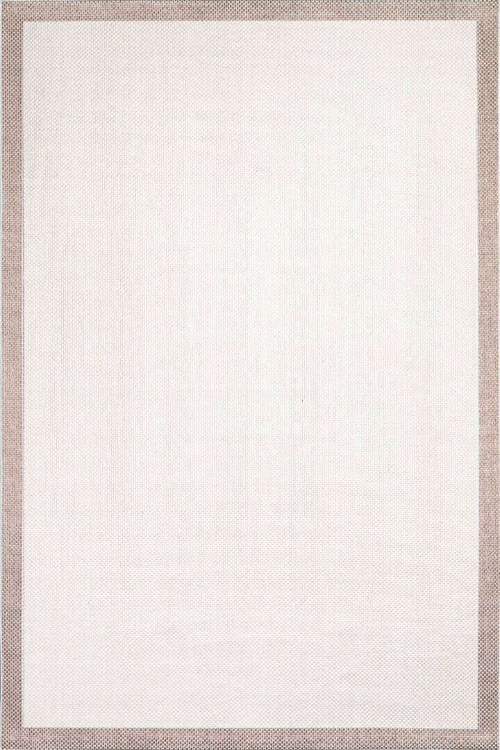 Natura Sisal Hasır Görünümlü Çerçeveli Yolluk Kesme Halı Ntr01 Sütlü Kahve-Krem - 1