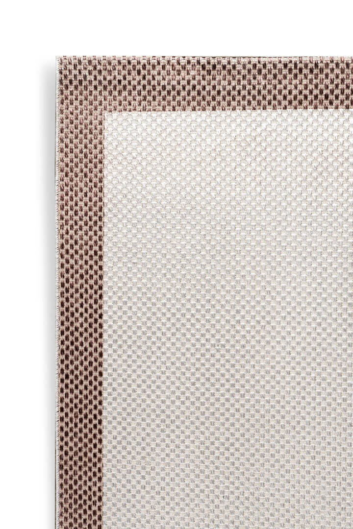 Natura Sisal Hasır Görünümlü Çerçeveli Yolluk Kesme Halı Ntr03 Kahve-Krem - 2