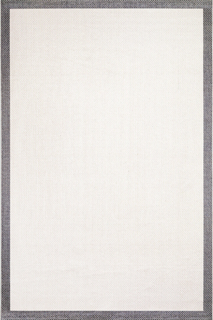 Natura Sisal Hasır Görünümlü Çerçeveli Yolluk Kesme Halı Ntr05 Antrasit-Krem 