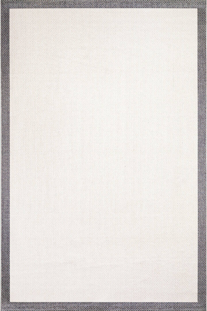 Natura Sisal Hasır Görünümlü Çerçeveli Yolluk Kesme Halı Ntr05 Antrasit-Krem - 1