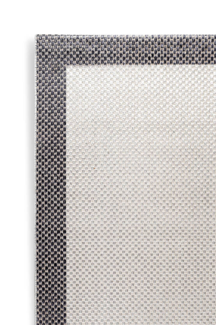Natura Sisal Hasır Görünümlü Çerçeveli Yolluk Kesme Halı Ntr05 Antrasit-Krem - 2