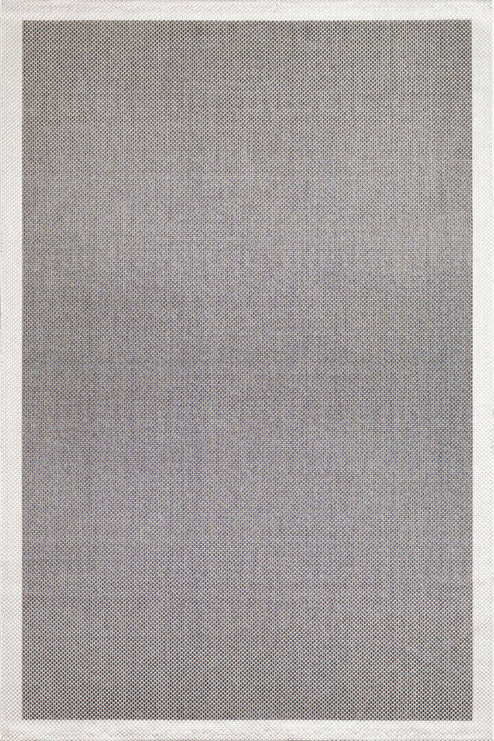 Natura Sisal Hasır Görünümlü Çerçeveli Yolluk Kesme Halı Ntr06 Krem-Antrasit - 1