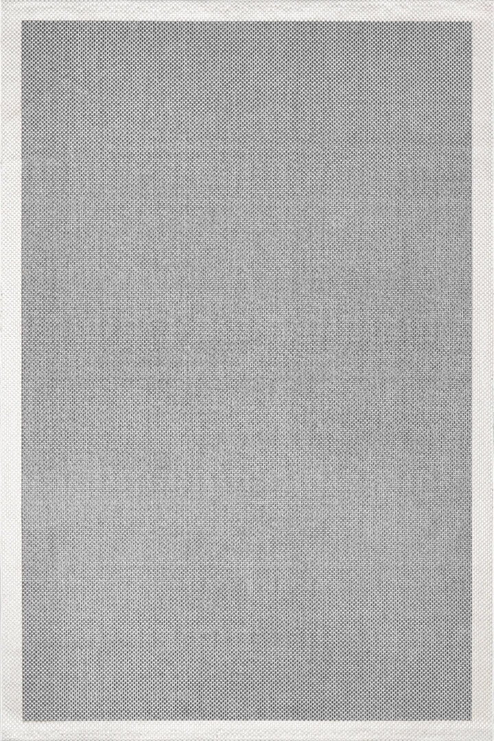 Natura Sisal Hasır Görünümlü Çerçeveli Yolluk Kesme Halı Ntr09 Krem-Gri 