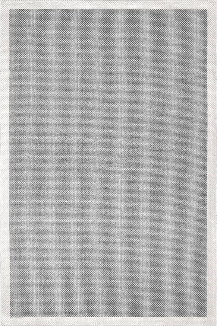 Natura Sisal Hasır Görünümlü Çerçeveli Yolluk Kesme Halı Ntr09 Krem-Gri - 1