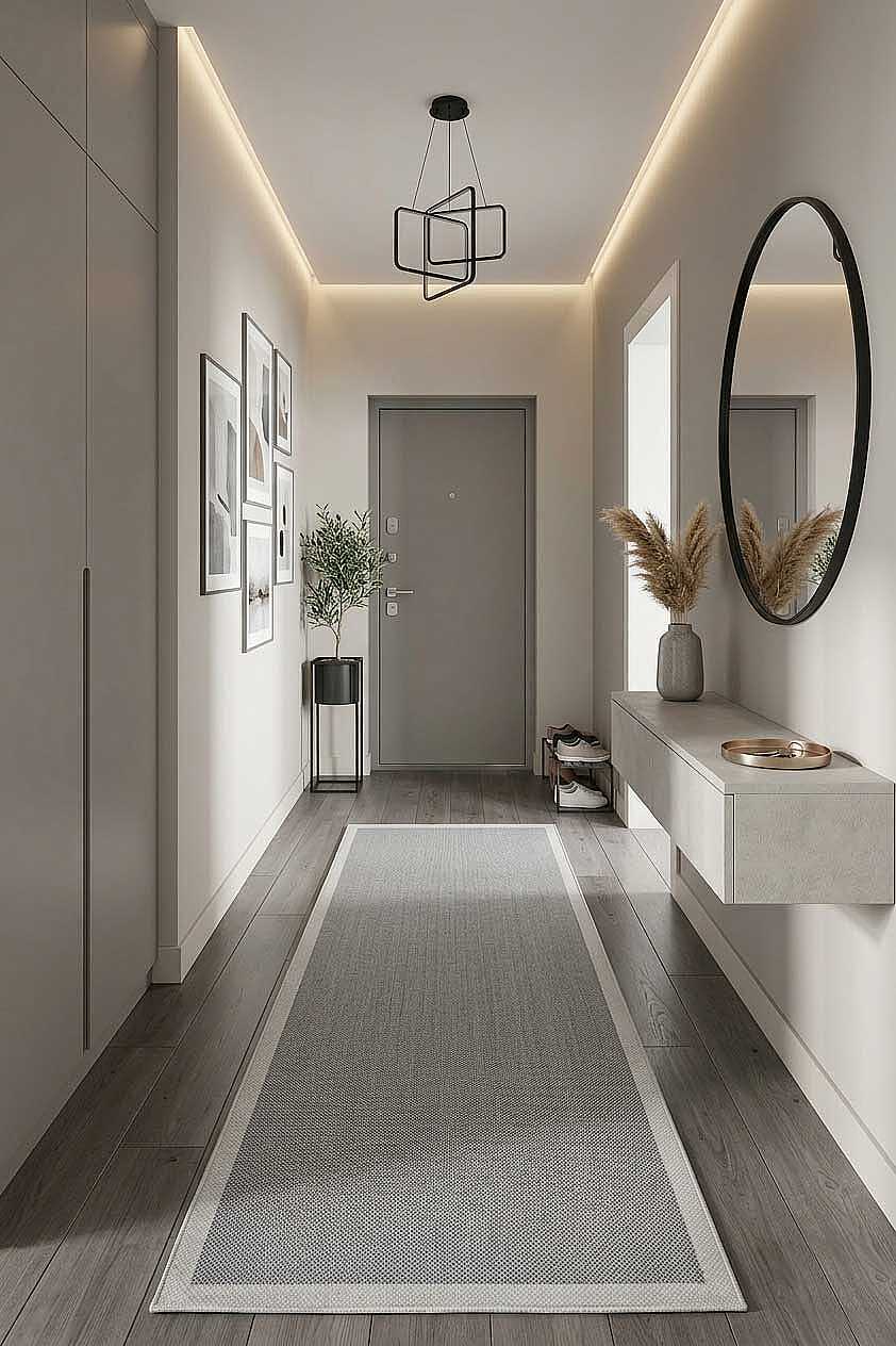 Natura Sisal Hasır Görünümlü Çerçeveli Yolluk Kesme Halı Ntr09 Krem-Gri 