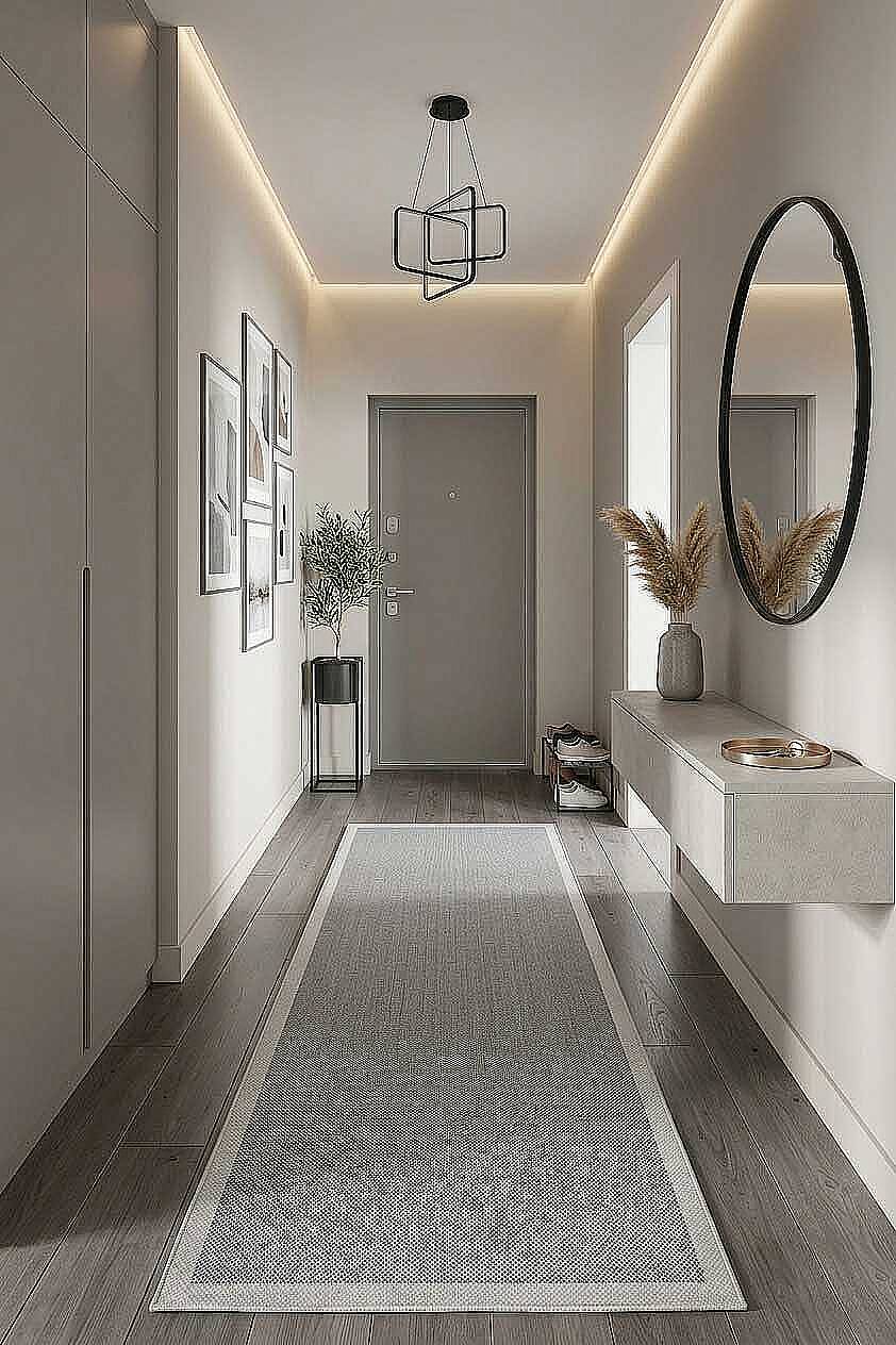 Natura Sisal Hasır Görünümlü Çerçeveli Yolluk Kesme Halı Ntr09 Krem-Gri - 1