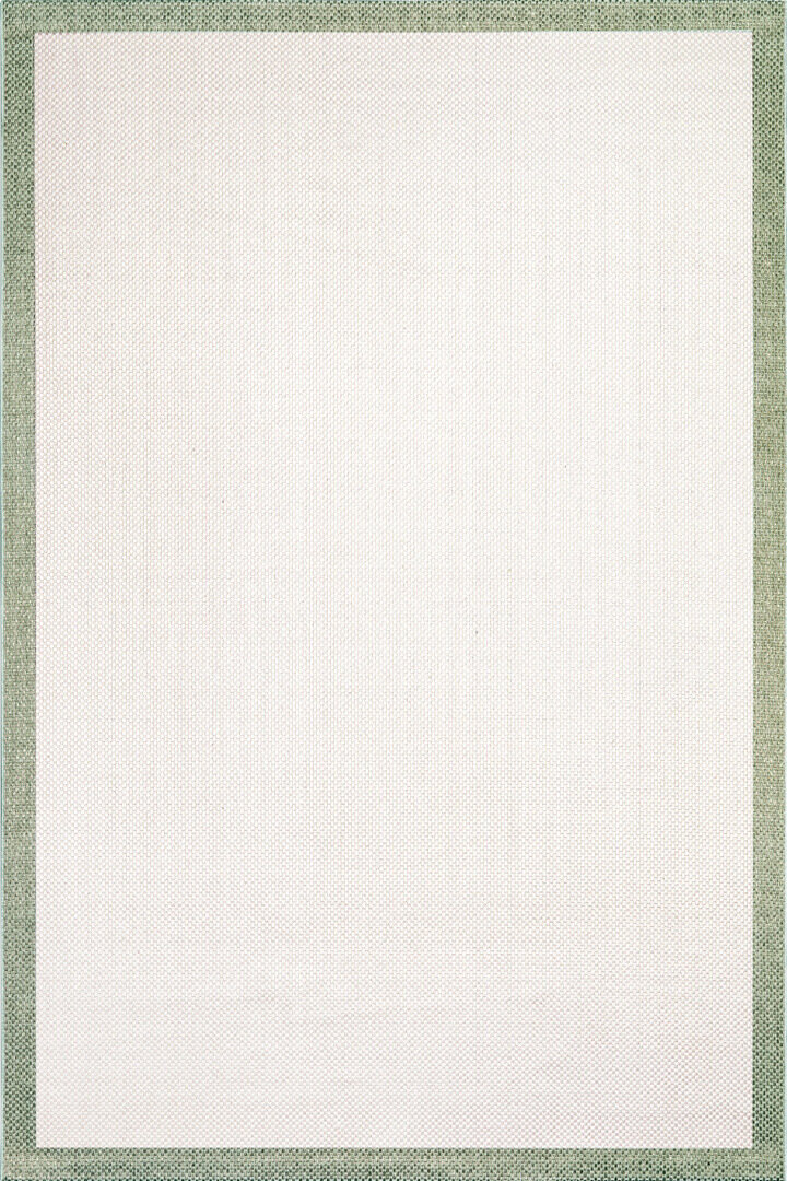 Natura Sisal Hasır Görünümlü Çerçeveli Yolluk Kesme Halı Ntr15 Yeşil-Krem 