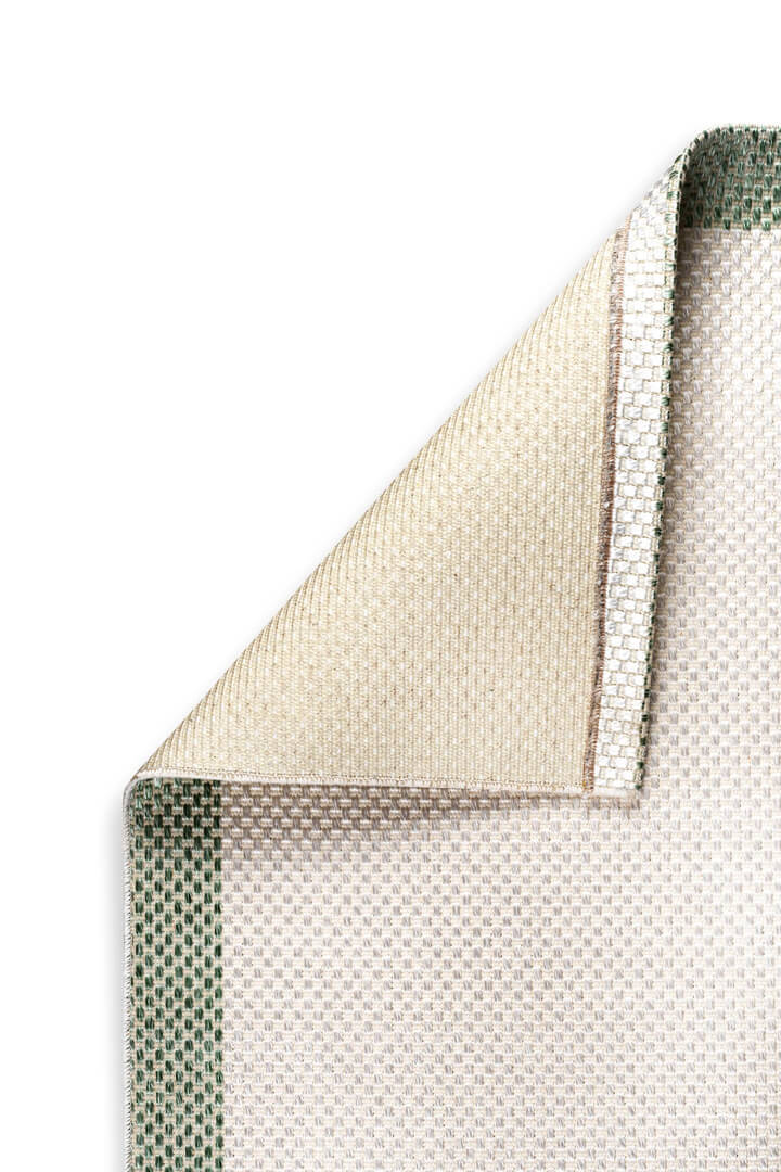 Natura Sisal Hasır Görünümlü Çerçeveli Yolluk Kesme Halı Ntr15 Yeşil-Krem - 3