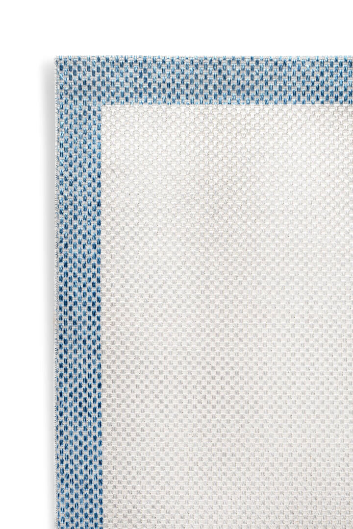 Natura Sisal Hasır Görünümlü Çerçeveli Yolluk Kesme Halı Ntr16 Mavi-Krem - 2