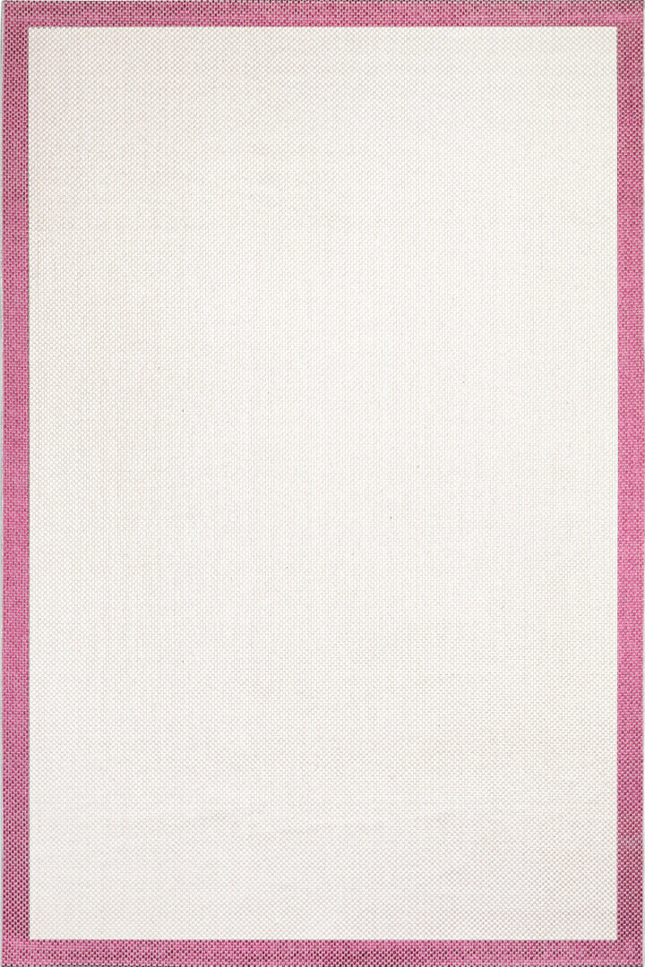 Natura Sisal Hasır Görünümlü Çerçeveli Yolluk Kesme Halı Ntr19 Fuşya-Krem 