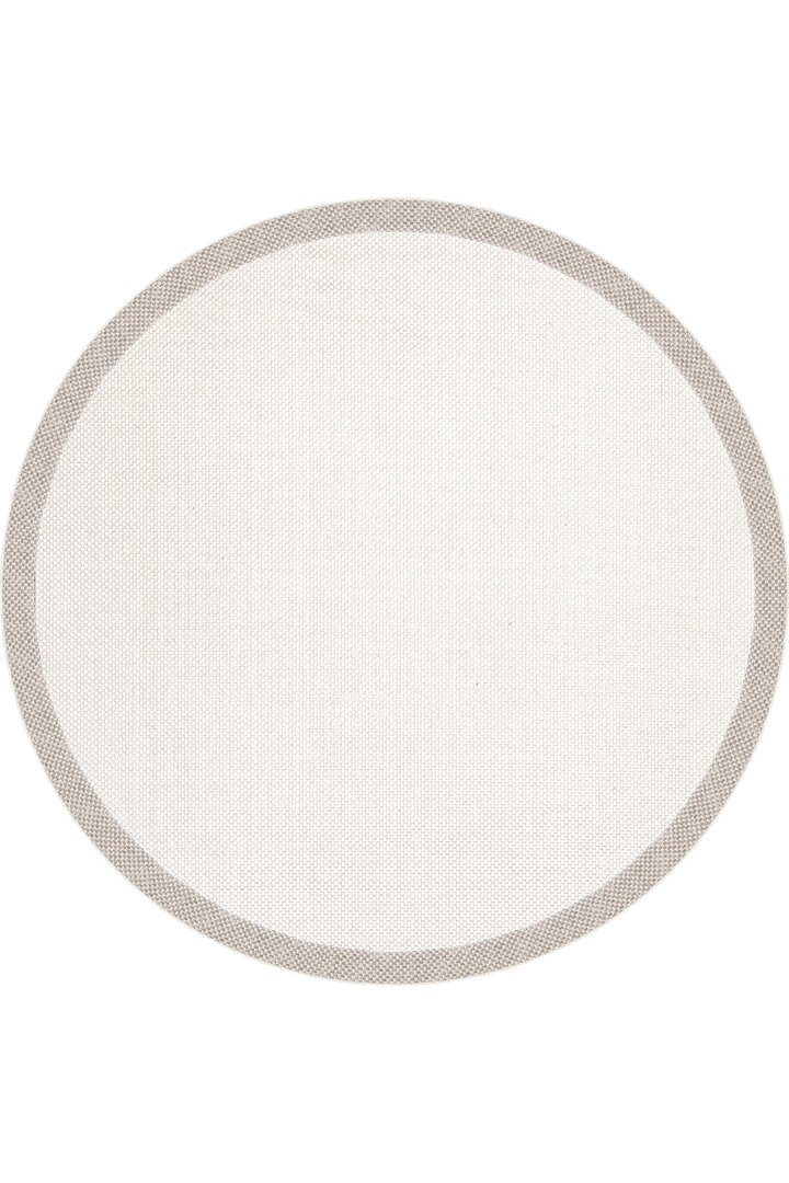 Natura Sisal Hasır Görünümlü Çerçeveli Yuvarlak Halı Ntr01 Sütlü Kahve-Krem - Frenda