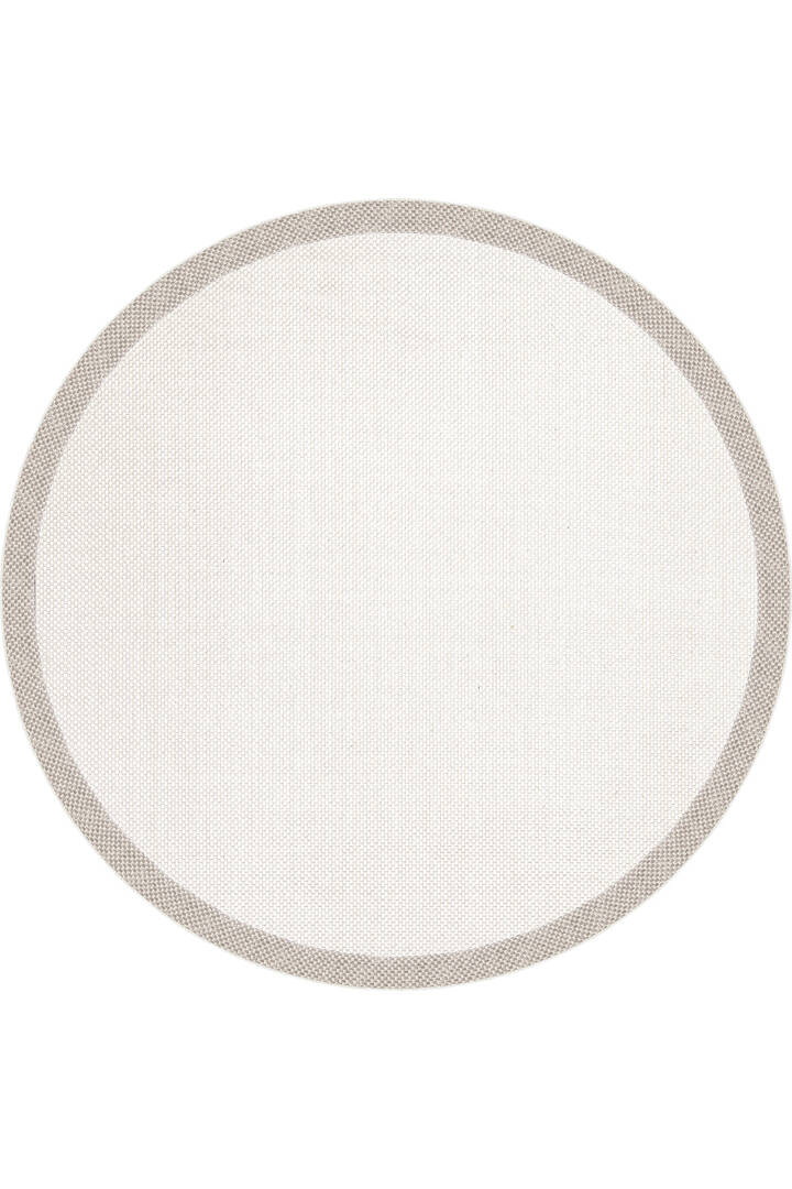 Natura Sisal Hasır Görünümlü Çerçeveli Yuvarlak Halı Ntr01 Sütlü Kahve-Krem - 1