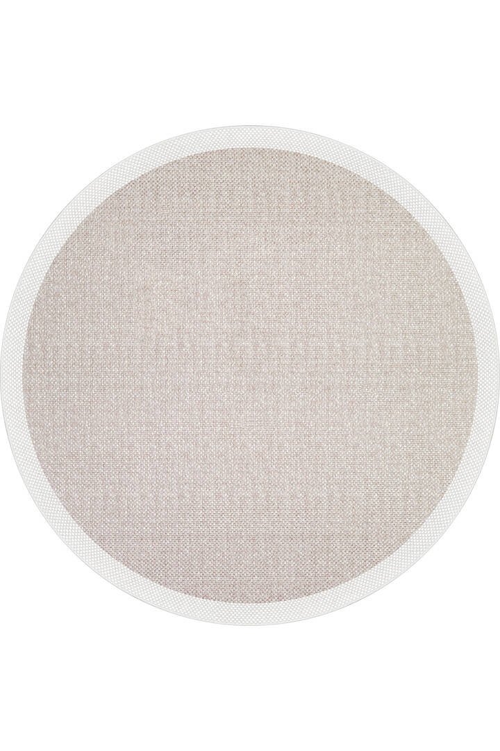 Natura Sisal Hasır Görünümlü Çerçeveli Yuvarlak Halı Ntr02 Krem-Sütlü Kahve - 1