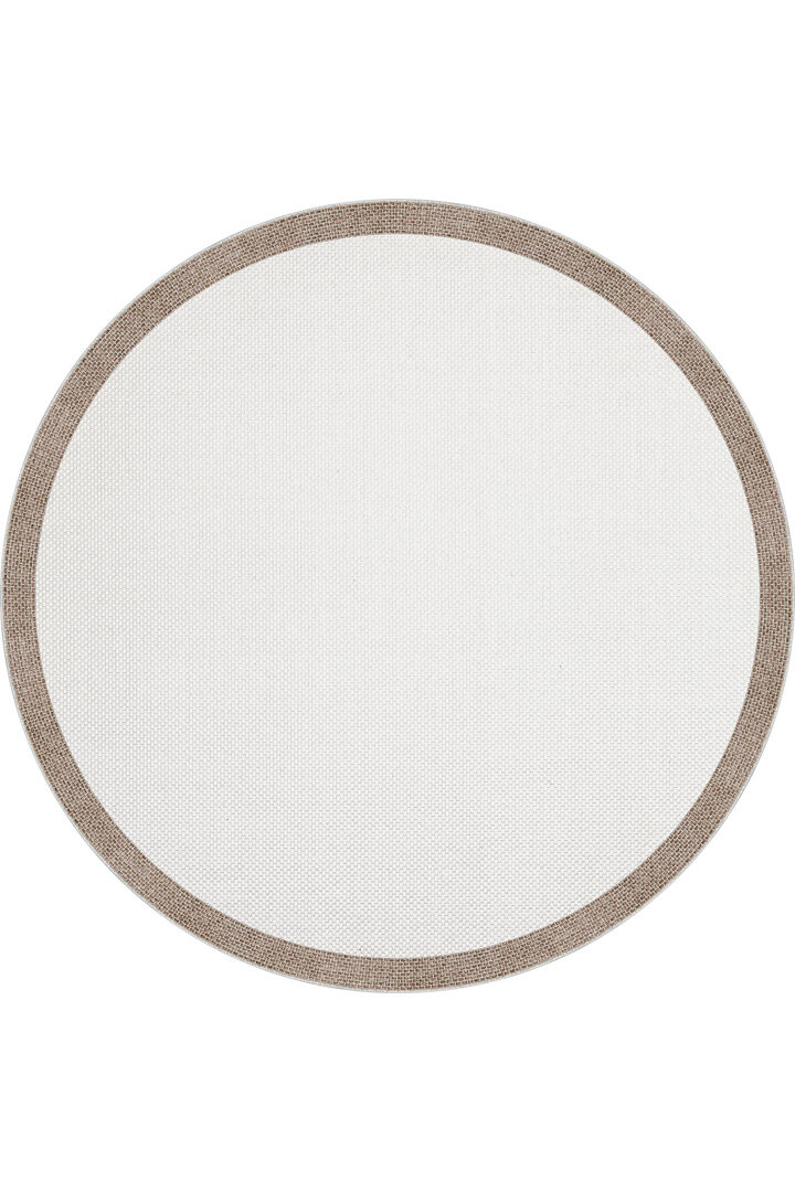 Natura Sisal Hasır Görünümlü Çerçeveli Yuvarlak Halı Ntr03 Kahve-Krem 