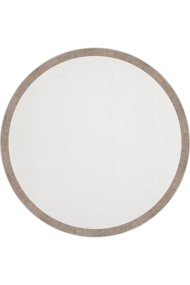 Natura Sisal Hasır Görünümlü Çerçeveli Yuvarlak Halı Ntr03 Kahve-Krem - 1