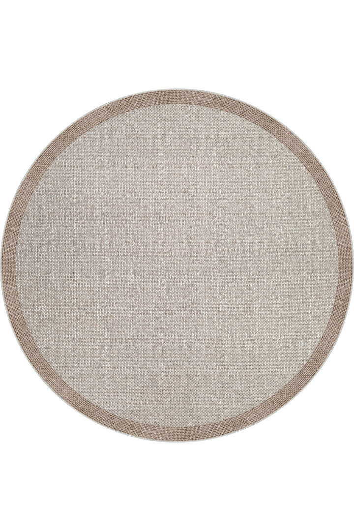 Natura Sisal Hasır Görünümlü Çerçeveli Yuvarlak Halı Ntr04 Kahve-Sütlü Kahve 
