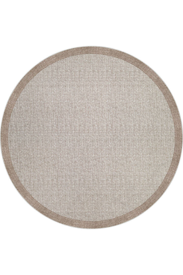 Natura Sisal Hasır Görünümlü Çerçeveli Yuvarlak Halı Ntr04 Kahve-Sütlü Kahve - 1