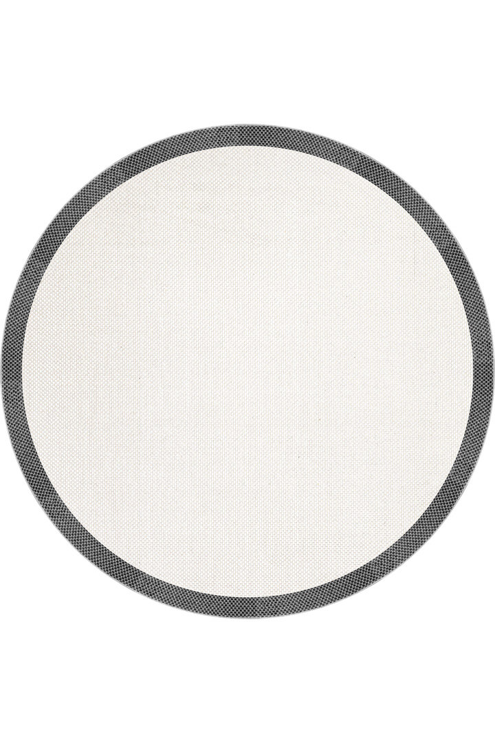 Natura Sisal Hasır Görünümlü Çerçeveli Yuvarlak Halı Ntr05 Antrasit-Krem 