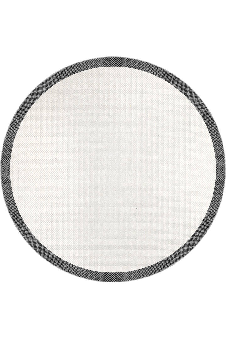 Natura Sisal Hasır Görünümlü Çerçeveli Yuvarlak Halı Ntr05 Antrasit-Krem - 1