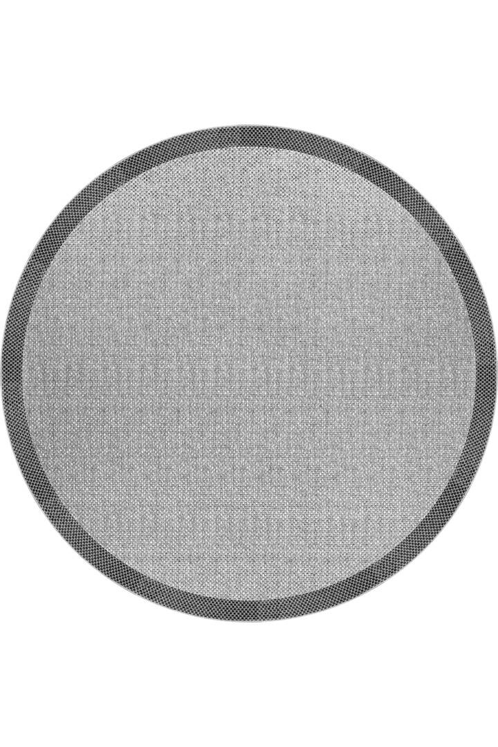 Natura Sisal Hasır Görünümlü Çerçeveli Yuvarlak Halı Ntr07 Antrasit-Gri - 1