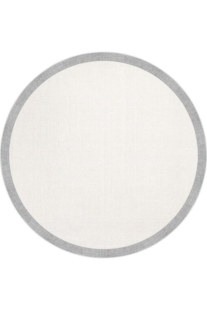 Natura Sisal Hasır Görünümlü Çerçeveli Yuvarlak Halı Ntr08 Gri-Krem 