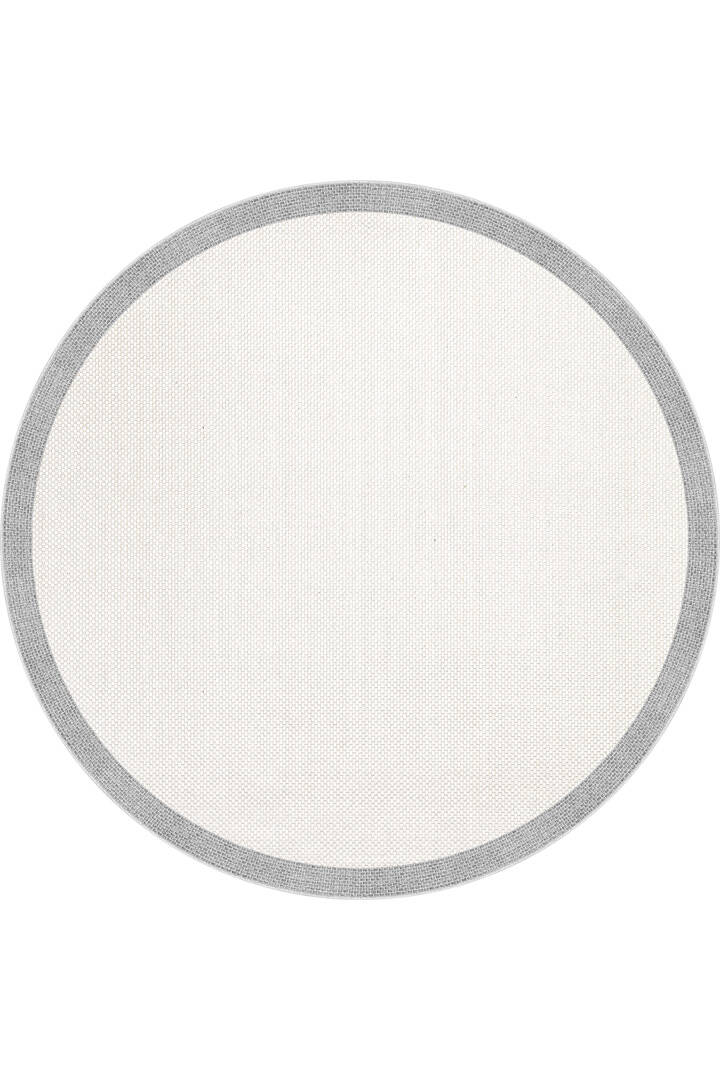 Natura Sisal Hasır Görünümlü Çerçeveli Yuvarlak Halı Ntr08 Gri-Krem - 1