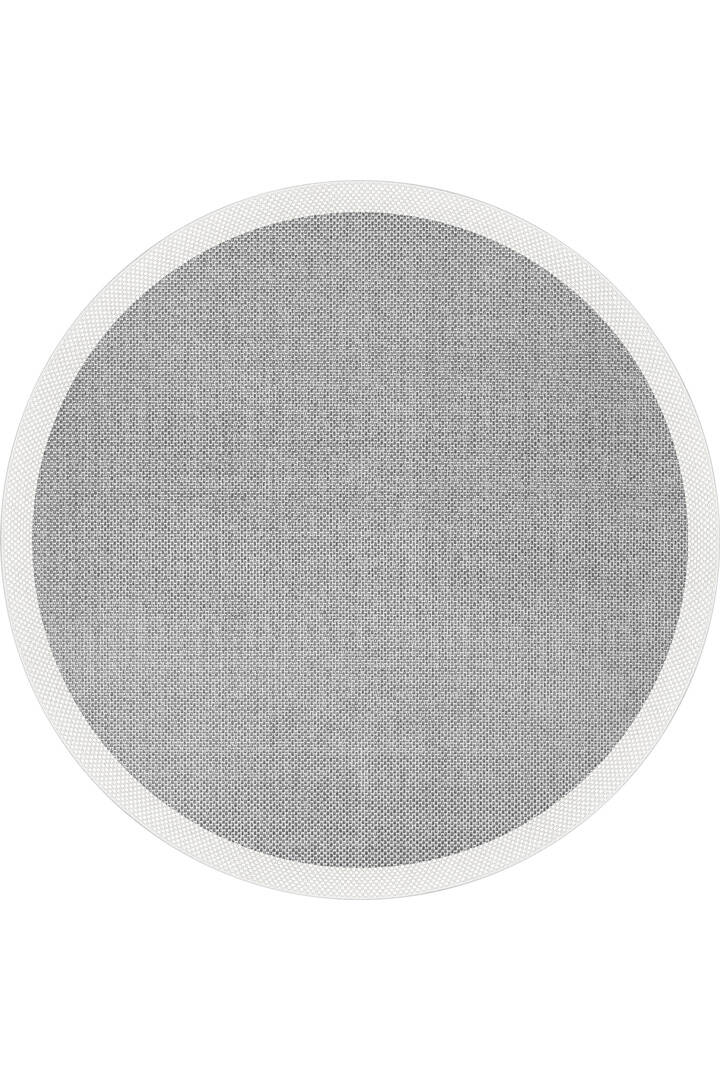 Natura Sisal Hasır Görünümlü Çerçeveli Yuvarlak Halı Ntr09 Krem-Gri - 1