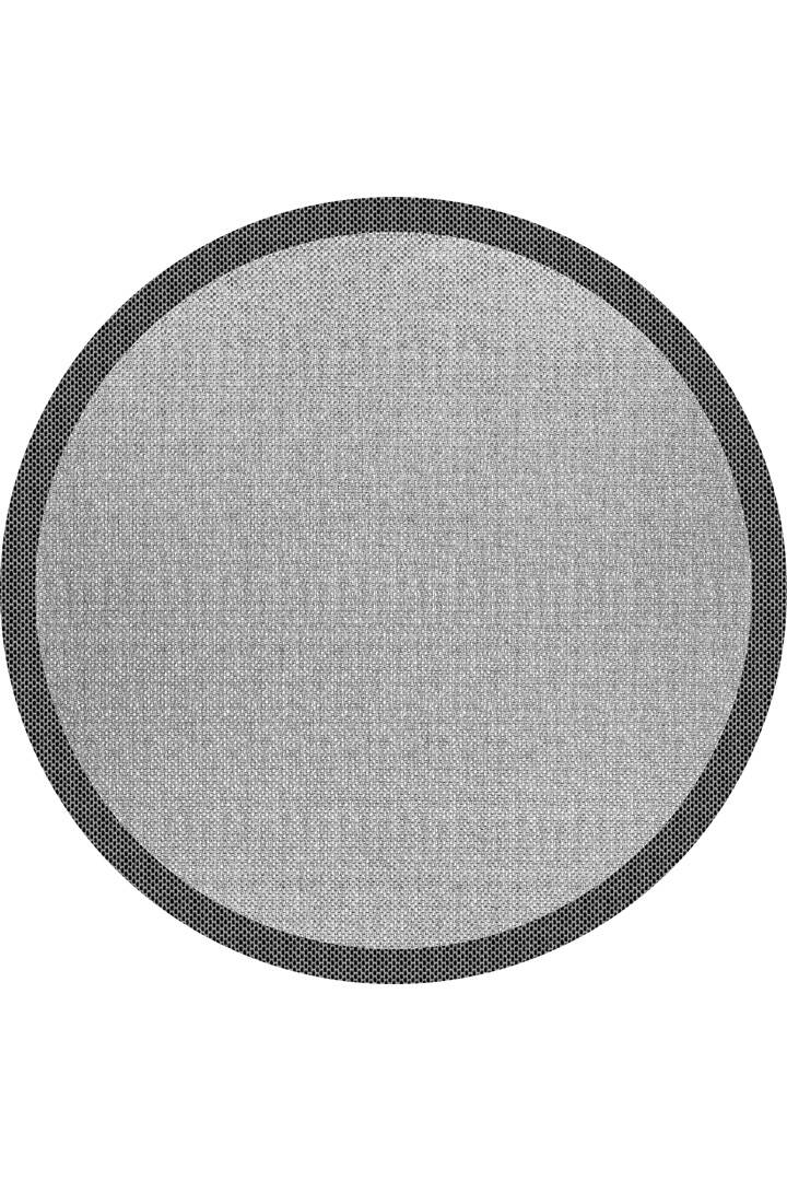 Natura Sisal Hasır Görünümlü Çerçeveli Yuvarlak Halı Ntr10 Siyah-Gri - 1