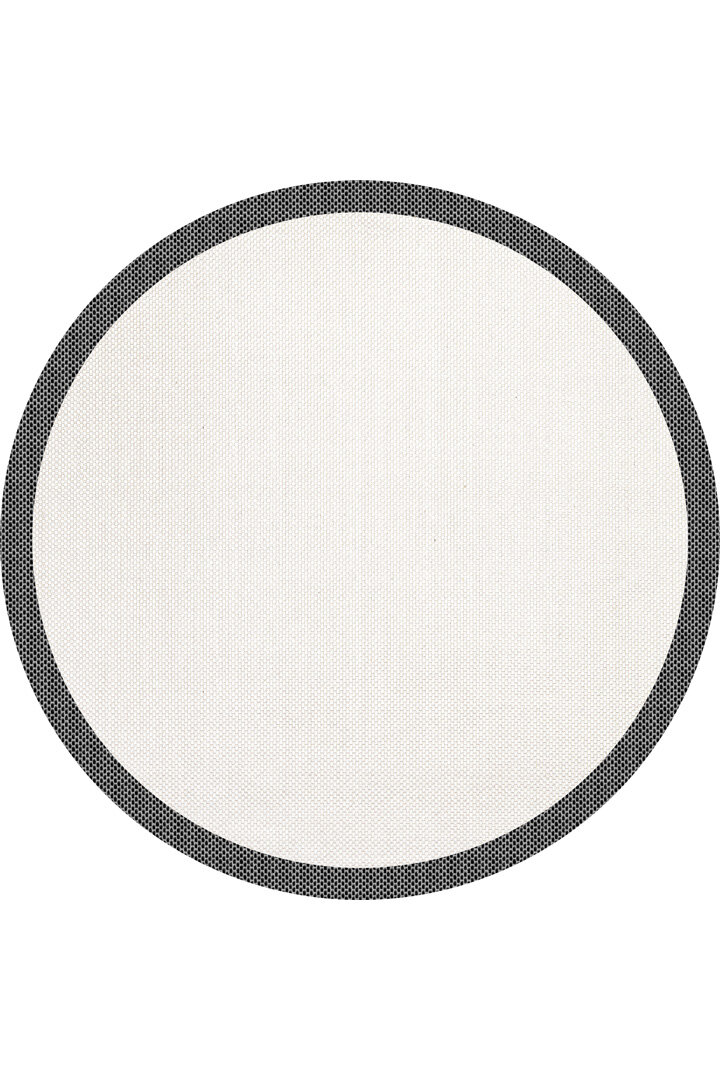 Natura Sisal Hasır Görünümlü Çerçeveli Yuvarlak Halı Ntr11 Siyah-Krem 