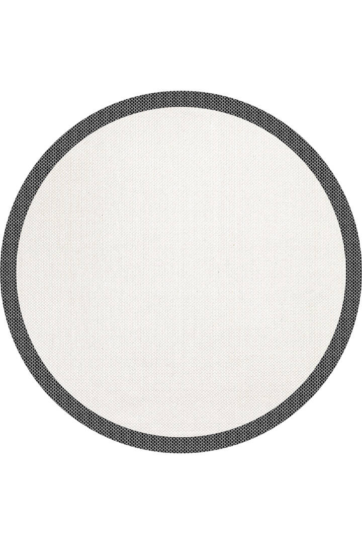 Natura Sisal Hasır Görünümlü Çerçeveli Yuvarlak Halı Ntr11 Siyah-Krem - 1