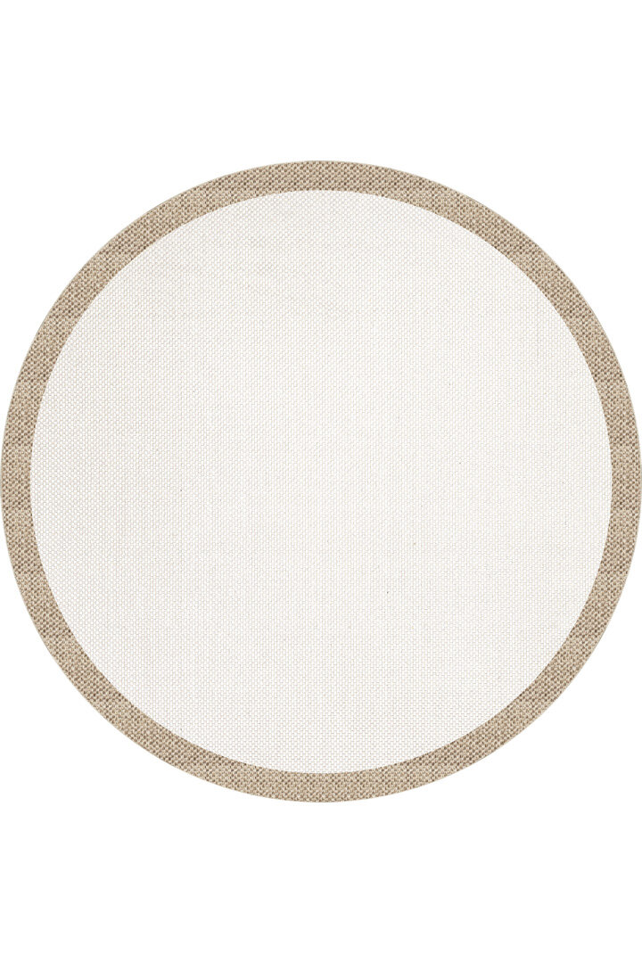 Natura Sisal Hasır Görünümlü Çerçeveli Yuvarlak Halı Ntr12 Bej-Krem 