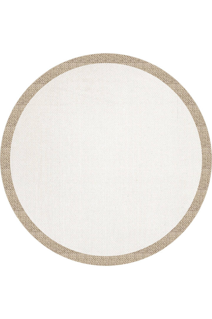 Natura Sisal Hasır Görünümlü Çerçeveli Yuvarlak Halı Ntr12 Bej-Krem - 1