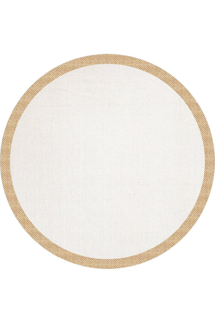 Natura Sisal Hasır Görünümlü Çerçeveli Yuvarlak Halı Ntr14 Sarı-Krem - 1