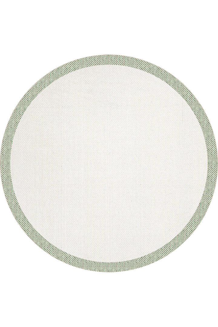 Natura Sisal Hasır Görünümlü Çerçeveli Yuvarlak Halı Ntr15 Yeşil-Krem 