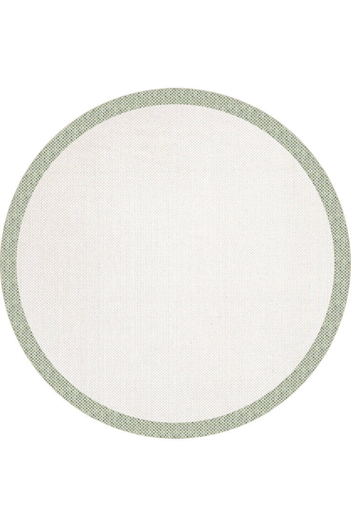 Natura Sisal Hasır Görünümlü Çerçeveli Yuvarlak Halı Ntr15 Yeşil-Krem - 1