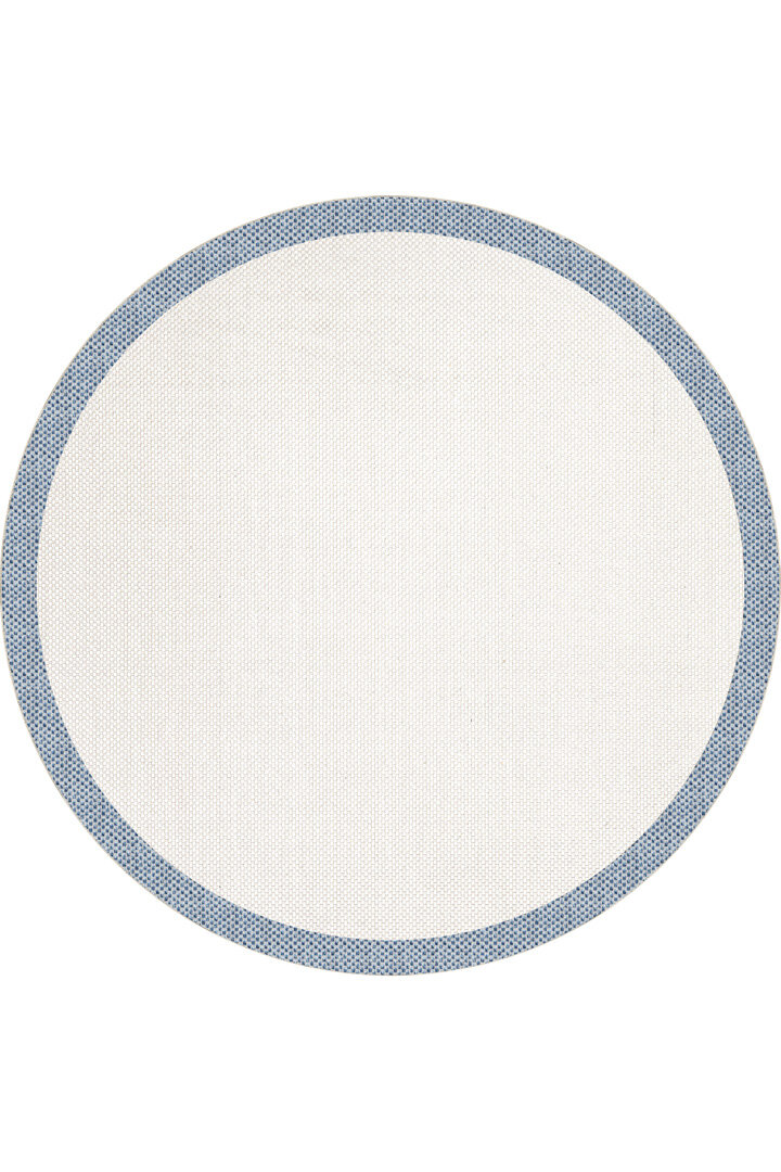 Natura Sisal Hasır Görünümlü Çerçeveli Yuvarlak Halı Ntr16 Mavi-Krem 