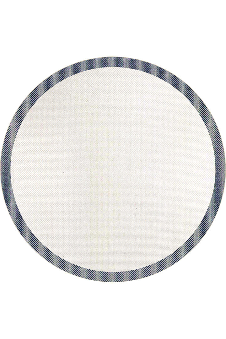 Natura Sisal Hasır Görünümlü Çerçeveli Yuvarlak Halı Ntr17 Lacivert-Krem 